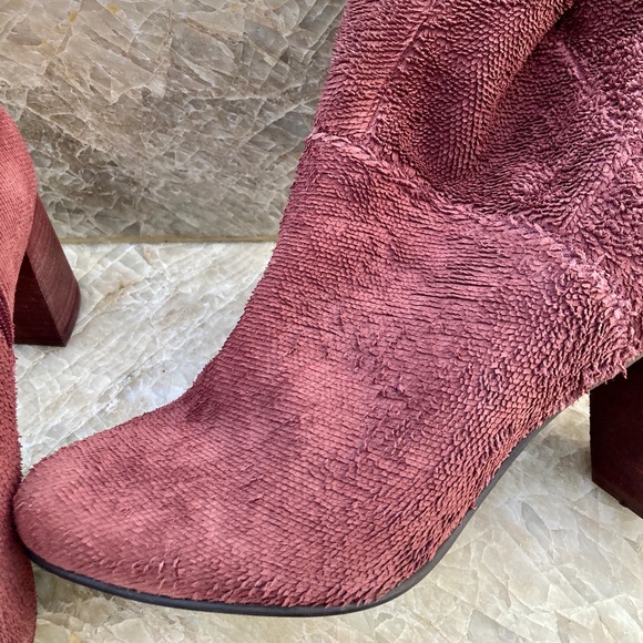✨ Seychelles 🇸🇨 Unique Leather Boots✨ Maroon Scaled  Leather European Style - Picture 5 of 7
